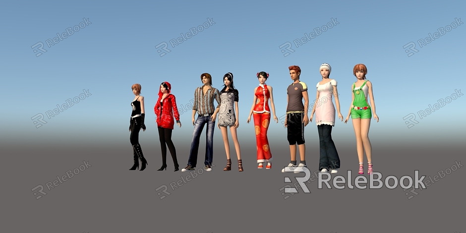 Many characters are placed on the roadside model