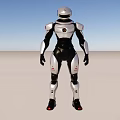 Humanoid Robot With White And Black Armor Red Accents Standing Pose 3d model