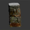 Stone Wall Structure With Snow Covered Top And Varied Colored Stone Bricks