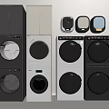 Front Load Stackable Washing Machine and Dryer in Modern Black White Gray Designs 3d model