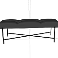 Black Leather Ottoman Bench with Modern Metal Crossed Legs and Comfortable Padded Seat