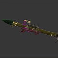 Detailed Yellow Military Rocket Launcher Weapon With Scope And Metal Structure
