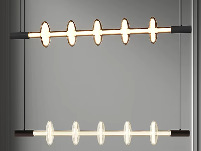 Modern Linear Chandelier With Black Frame And White Light Shades For Interior 3d model