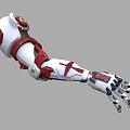 High Tech Mechanical Arm 3D Model With Red White Black Structure And Joint Components