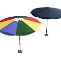 Colorful and Dark Blue Patio Umbrella with Sturdy Frame and Stable Base for Outdoor Shade