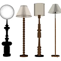 Four Modern Floor Lamps With Various Designs And Different Base Styles For Home Decor
