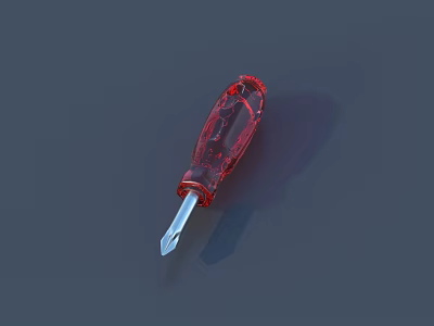 Hardware Tools Professional Screwdriver With Red Transparent Handle And Flathead Tip For Home Repair Use 3d model