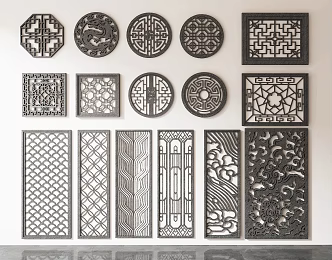 Lattice Doors and Windows Hollow Lattice Carved Window Partition Antique Doors and Windows Hollow Doors and Windows 3d model