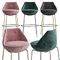 Stylish Velvet Bar Stools And Chairs With Pink Green Black Colors And Metal Legs