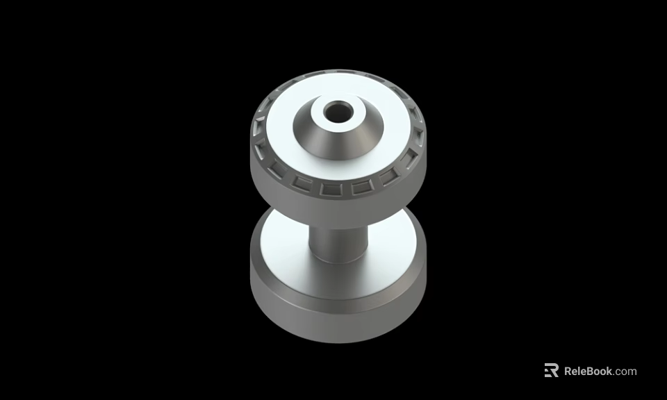 Silver Cylindrical Mechanical Component With Central Hole And Annular Design 3d model 