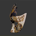 Ornate Venetian Style Mask With Gold Blue Yellow Intricate Floral Patterns