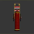 Decorative Vintage Cannon With Red Barrel Blue Body Yellow Accents And Spoked Wheels