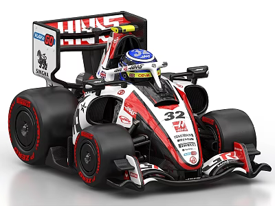 Sleek Formula Racing Car With Red Black White Livery Number 32 HIVE Sponsor Rear Wing 3d model