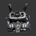 Industrial Mechanical Dual Barrel Weapon With Metal Components And Rustic Details