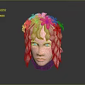 Pink Faced Character With Light Colored Hair Red Flower Headpiece And Red Eyes
