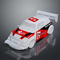 Racing Car Model With Red White Black Livery Number 16 And Rear Spoiler