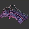Purple Pink Fantasy Creature With Curved Horns And Spiked Textured Body