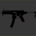 Black Military Style Tactical Assault Rifle With Rail System Grip And Stock