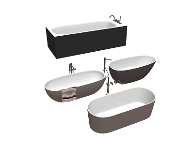 Modern Freestanding Bathtubs In Various Shapes With Chrome Faucet Designs 3d model