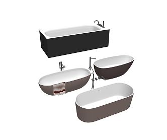 Modern Bathtub Tub Faucet Bathtub Combo 3d model