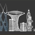 City Building Complex Showcasing Diverse Modern Futuristic Architectural Models And Geometric Structures