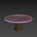 Round Dark Minimalist Dining Table With Tapered Base In White Room 3d model