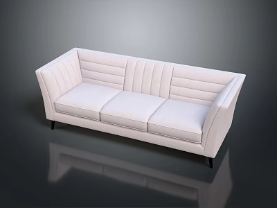 Modern White Multi-Seat Sofa With Stitched Backrest Black Legs And Contemporary Design 3d model