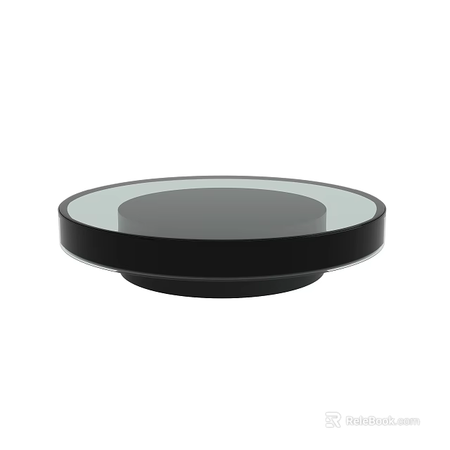 Modern Round Coffee Table With Glass Top And Black Base Design 3d model