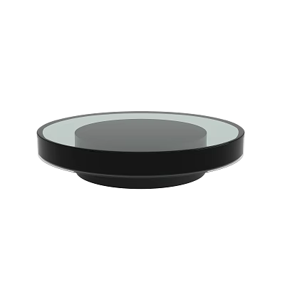 Modern Round Coffee Table With Glass Top And Black Base Design 3d model