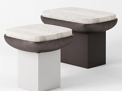 Modern Dining Tables With Marble Tops And Contrasting Base Designs 3d model
