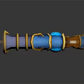 Fantasy Decorative Weapon With Blue Gemstone Golden Accents And Curved Wooden Handle