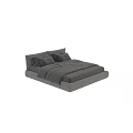Modern Upholstered Double Bed With Elegant Design Multiple Pillows And Gray Bedspread 3d model