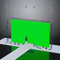 Green Screen Studio Setup with Lighting Equipment and Support Structures 3d model