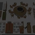 Various Modern Table and Chair Sets with Round Square Shapes and Wooden Metal Materials
