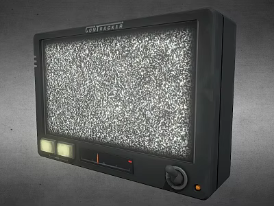 Old-fashioned Grundig TV with Static Screen Display Black Exterior and Control Knob 3d model