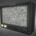 Old-fashioned Grundig TV with Static Screen Display Black Exterior and Control Knob