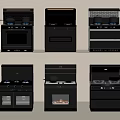 Black Kitchen Appliances Featuring Various Stove And Oven Models 3d model