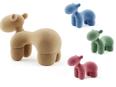 Modern stool net red animal low stool 3d model