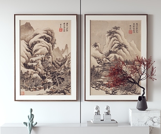 New Chinese Landscape Painting Hanging Painting Decorative Painting 3d model