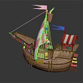 New Chinese-style Wooden Boat Ancient Ship Ancient Warship Large Ancient Ship Ancient Warship Ancient Sailboat Ancient Wooden Ship 3d model