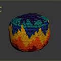 Colorful Handwoven Round Pouf Furniture With Vibrant Red Yellow Blue Green Hues