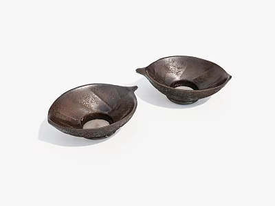Two Leaf Shaped Ceramic Bowls With Textured Surface And Modern Minimalist Design 3d model