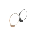 Two Modern Round Mirrors with Light Wooden and Black Spherical Bases Contemporary Decorative Design