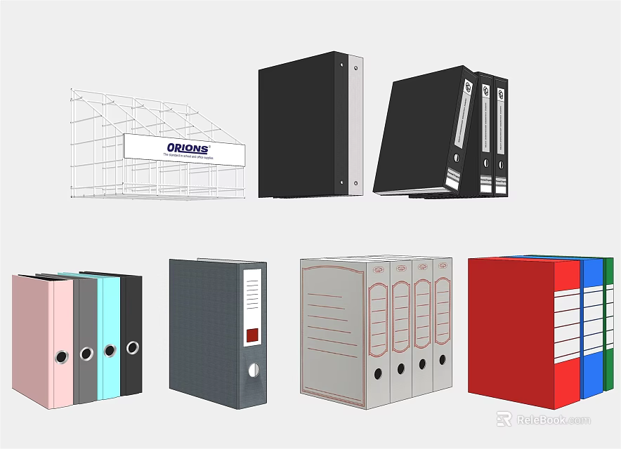 Colorful Folders With Various Designs For Efficient Office Document Organization 3d model 