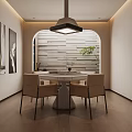 Elegant Modern Dining Living Room Interior With Dining Table Chairs Pendant Light And Decorative Paintings