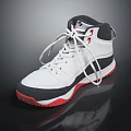 Fashionable High Top White Basketball Sneakers With Black Trim And Red Rubber Sole
