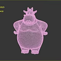 Gray Cartoon Horned Hippo Character With Plump Body Hands On Hips
