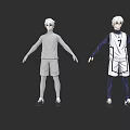 White Haired Game and Movie Two Characters with Gray Casual Clothes and Basketball Jersey 7
