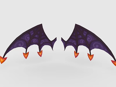Game and Movie Character With Purple Bat Wings Swirly Patterns and Orange Tips 3d model