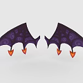 Game and Movie Character With Purple Bat Wings Swirly Patterns and Orange Tips
